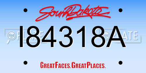 I84318A South Dakota License Plate