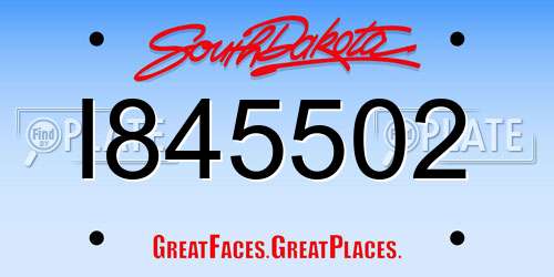 I845502 South Dakota License Plate