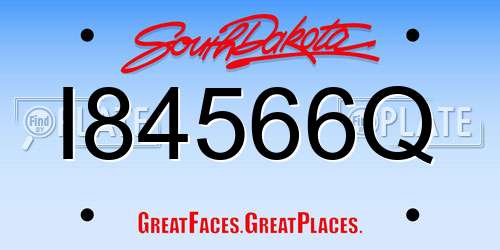 I84566Q South Dakota License Plate