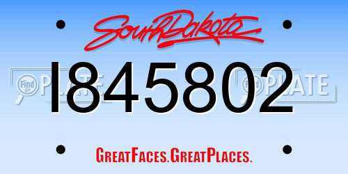 I845802 South Dakota License Plate