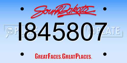 I845807 South Dakota License Plate