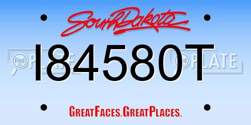 I84580T South Dakota License Plate