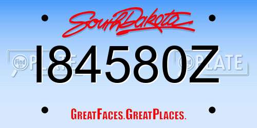 I84580Z South Dakota License Plate