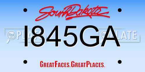 I845GA South Dakota License Plate