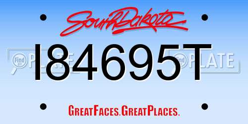 I84695T South Dakota License Plate