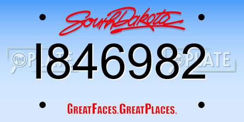I846982 South Dakota License Plate