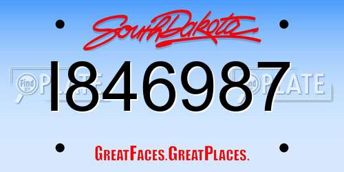 I846987 South Dakota License Plate