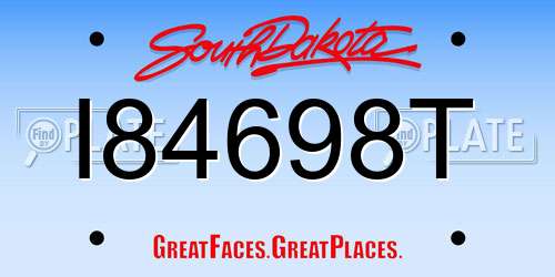I84698T South Dakota License Plate