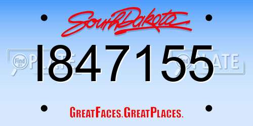 I847155 South Dakota License Plate