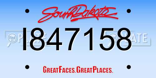 I847158 South Dakota License Plate