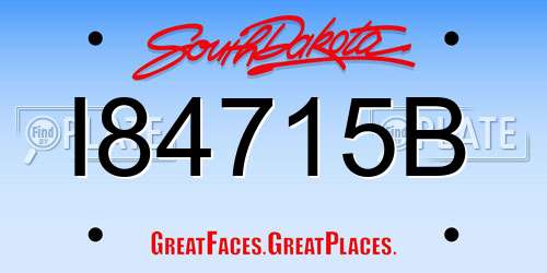 I84715B South Dakota License Plate