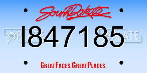I847185 South Dakota License Plate