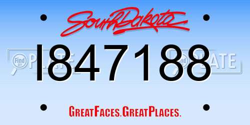 I847188 South Dakota License Plate