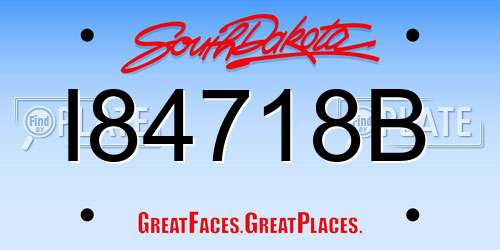 I84718B South Dakota License Plate