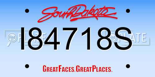 I84718S South Dakota License Plate