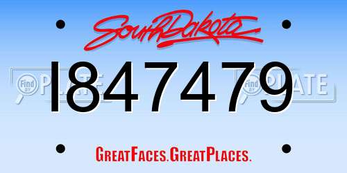 I847479 South Dakota License Plate