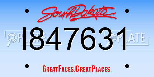 I847631 South Dakota License Plate