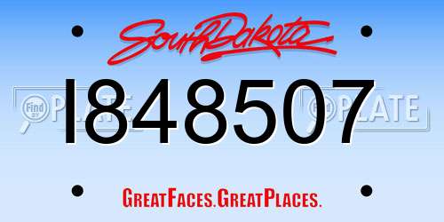 I848507 South Dakota License Plate