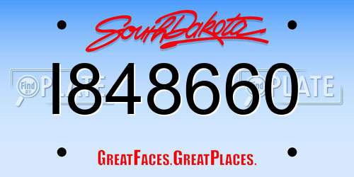 I848660 South Dakota License Plate