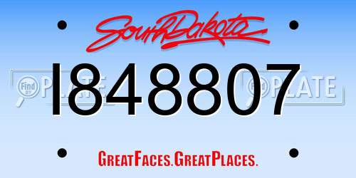 I848807 South Dakota License Plate