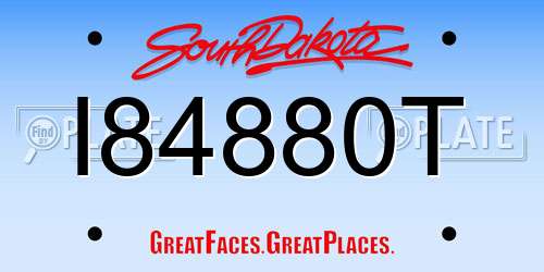 I84880T South Dakota License Plate