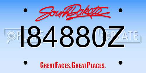 I84880Z South Dakota License Plate