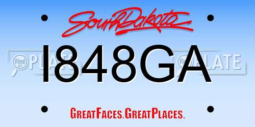 I848GA South Dakota License Plate