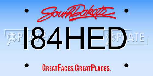 I84HED South Dakota License Plate