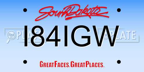 I84IGW South Dakota License Plate