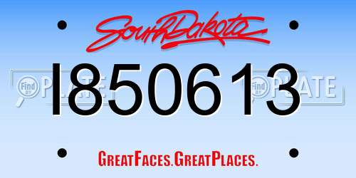 I850613 South Dakota License Plate