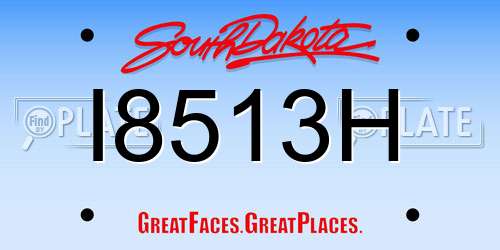 I8513H South Dakota License Plate