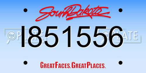 I851556 South Dakota License Plate