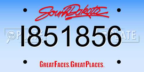 I851856 South Dakota License Plate