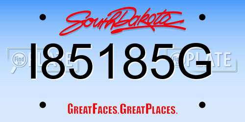 I85185G South Dakota License Plate