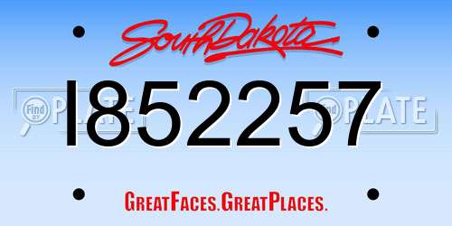 I852257 South Dakota License Plate