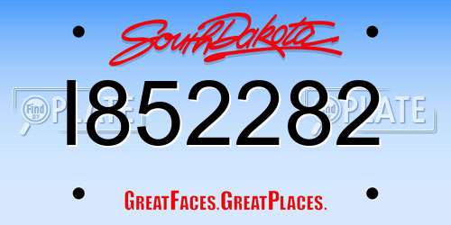 I852282 South Dakota License Plate