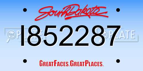 I852287 South Dakota License Plate