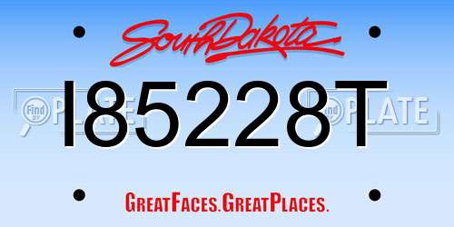 I85228T South Dakota License Plate