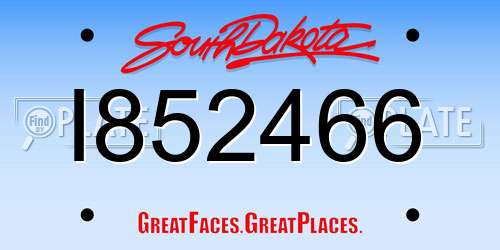 I852466 South Dakota License Plate