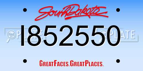 I852550 South Dakota License Plate