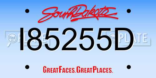 I85255D South Dakota License Plate