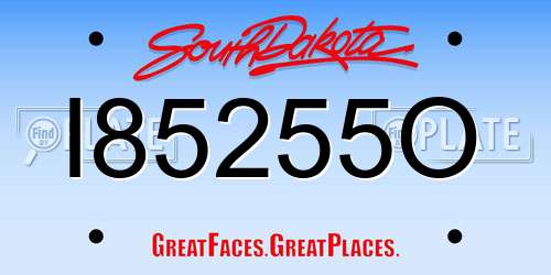 I85255O South Dakota License Plate
