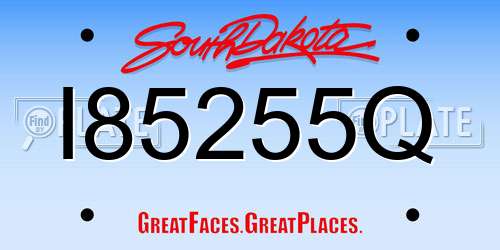 I85255Q South Dakota License Plate
