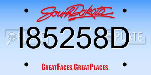 I85258D South Dakota License Plate