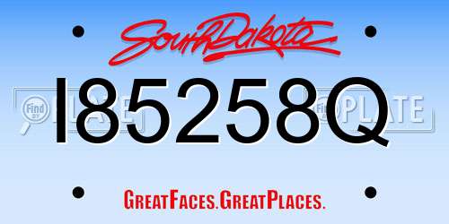 I85258Q South Dakota License Plate