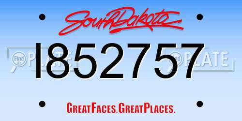 I852757 South Dakota License Plate