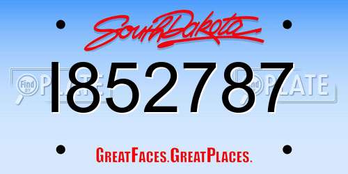 I852787 South Dakota License Plate