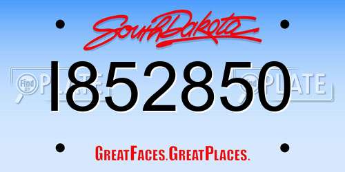 I852850 South Dakota License Plate