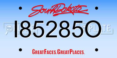 I85285O South Dakota License Plate