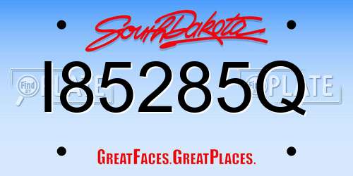 I85285Q South Dakota License Plate